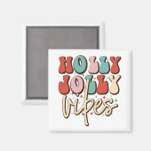 Aimant Holly Jolly Vibes Retro Vacances de Noël Super (Recto/Verso)