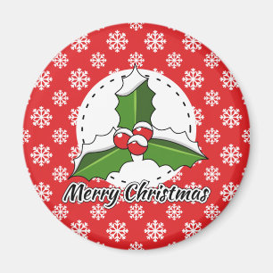 Aimant Holly on Red White Snowflakes