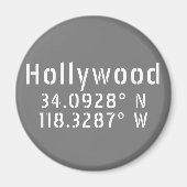 Aimant Hollywood Latitude Longitude (Devant)