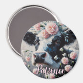 Aimant Holstein Cow Flowers Farm Farmhouse Personalized (Recto/Verso)