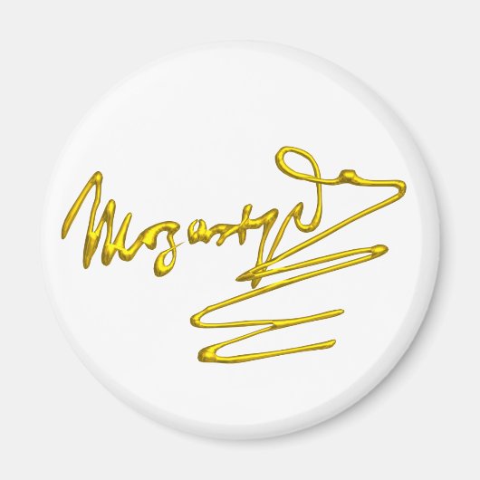 Aimant HOMAGE À MOZART Gold Signature Du Compositeur Whit (Devant)