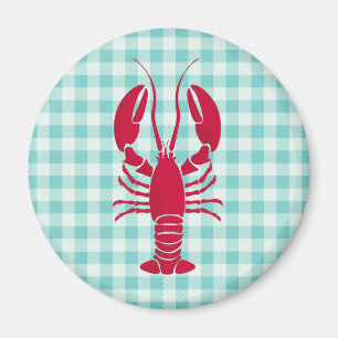 Aimant Homard sur En vichy bleu
