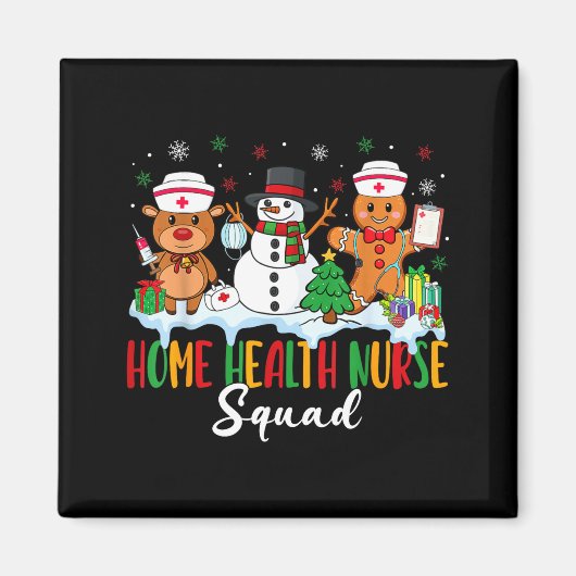 Aimant Home Health Nurse Squad Reindeer Gingerbread Chris (Devant)