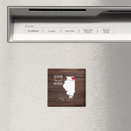 Aimant Home Sweet Home | Chicago Illinois Rustic Wood (In Situ (Lave-vaisselle))