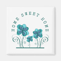 Home Sweet Home Teal Watercolor Floral