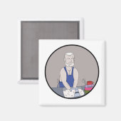 Aimant Homme âgé lavant la vaisselle (Recto/Verso)