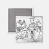 Aimant Homme assis, Chevalier montant son cheval (Recto/Verso)