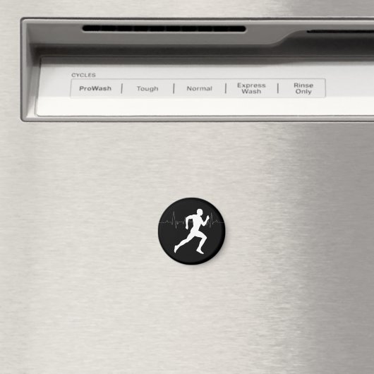 Aimant Homme Coureurs Silhouette HeartBeat Line (In Situ (Lave-vaisselle))