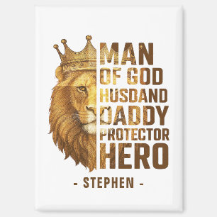 Aimant Homme de Dieu Lion Couronne Design - Mari, papa