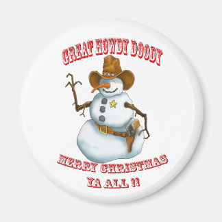 Aimant homme des neiges western cowboy sherriff