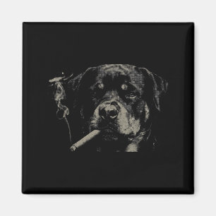 Aimant Homme drôle Rottweiler chien rétro fumeur Meme
