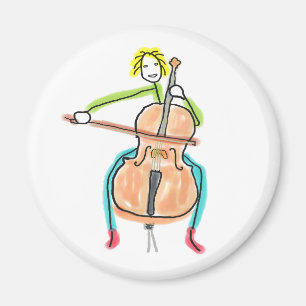 Aimant Homme en bâton jouant du violoncelle
