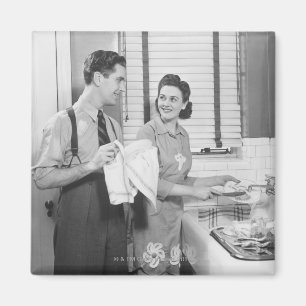 Aimant Homme et femme faisant des plats