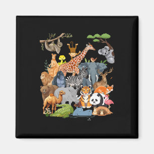 Aimant Hommes Femmes Et Enfants Animaux Zoo Day Party Cut