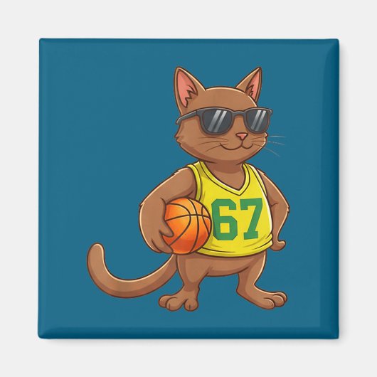 Aimant Hommes Garçons Chat Basket-ball 67 Génération Alph (Devant)