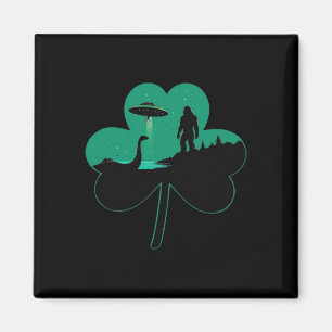 Aimant Hommes Saint-Patrick Jour Alien Ufo Trèfle Sasquat