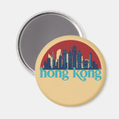Aimant Hong Kong China Retro City Skyline City Art (Recto/Verso)