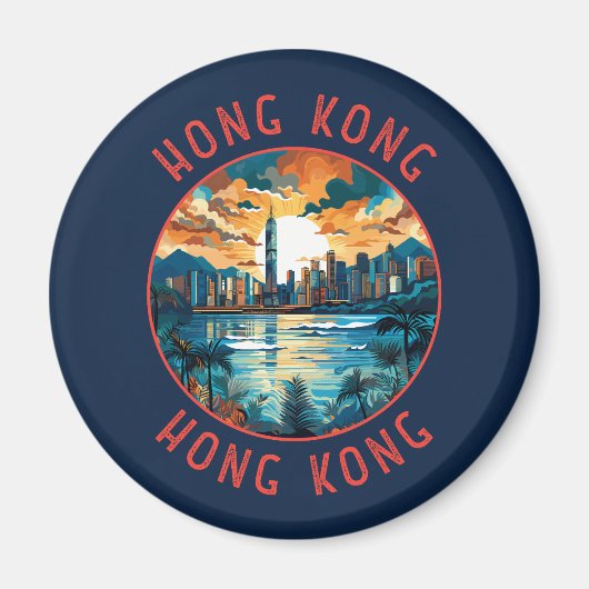 Aimant Hong Kong Chine - Cercle en détresse rétrograde (Devant)