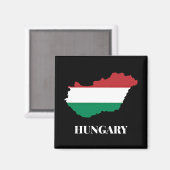 Aimant Hongrie, silhouette et drapeau, (Recto/Verso)