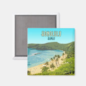 Aimant Honolulu Hanauma Bay Beach Hawaii Vintage (Recto/Verso)