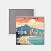 Aimant Honolulu Waikiki Beach Hawaii Panorama (Recto/Verso)