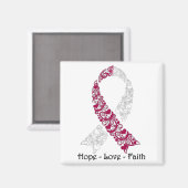 Aimant Hope Burgundy et White Awareness Ribbon (Recto/Verso)