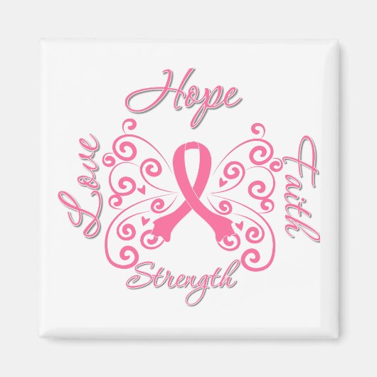 Aimant Hope Faith Love Strengve Cancer du sein (Devant)