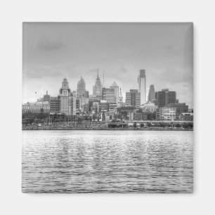 Aimant Horizon de Philadelphie en noir et blanc