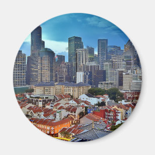 Aimant Horizon de Singapour vu de Chinatown au coucher du