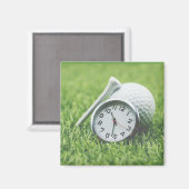 Aimant Horloge avec balle de golf et tee il est temps pou (Recto/Verso)