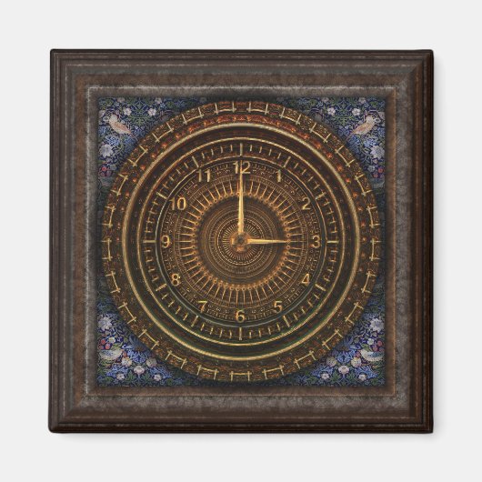 Aimant Horloge baroque victorienne laiton bleu brun (Devant)