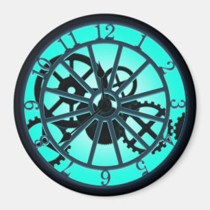 Aimant Horloge Gothique Steampunk Avec Engrenages Visible