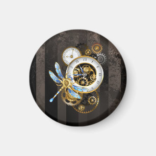 Aimant Horloge Steampunk avec libellule mécanique