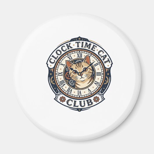 Aimant Horloge Temps Chat Chat Graphique Tee Art - Horlog (Devant)