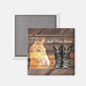 Aimant Horse Cowboy Boots Rustic Barque (Recto/Verso)