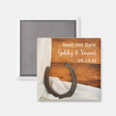Aimant Horseshoe Satin Western Wedding Enregistrer la dat (Recto/Verso)