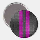 Aimant Hot Fuchsia Pink Racing Stripes Carbon Fiber Style (Recto/Verso)