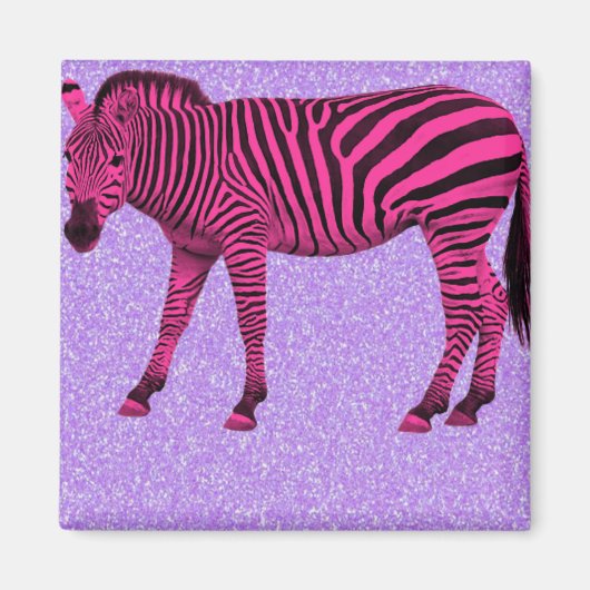 Aimant Hot Pink Zebra on Purple Sparkles (Devant)