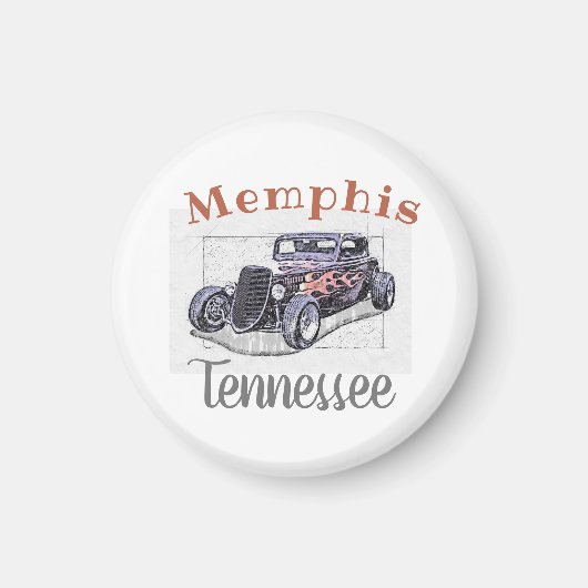 Aimant Hotrod Vintage "Memphis Tennessee" (Devant)