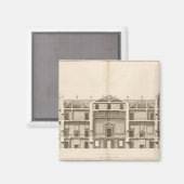 Aimant Houghton Hall : section du front ouest, gravée (Recto/Verso)