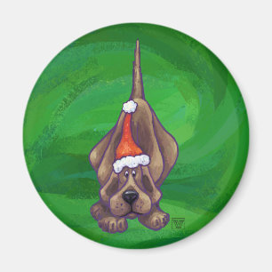 Aimant Hound Chien Noël sur Green