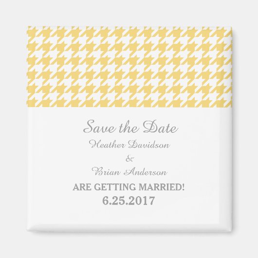 Aimant Houndstooth Enregistrer l'aimant Date, Jaune (Devant)