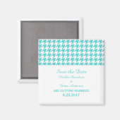 Aimant Houndstooth Enregistrer l'aimant Date, Turquoise (Recto/Verso)