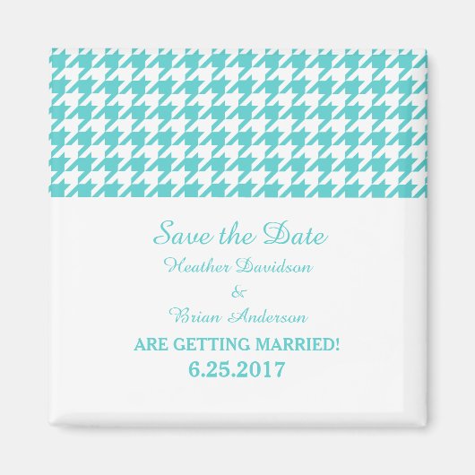 Aimant Houndstooth Enregistrer l'aimant Date, Turquoise (Devant)