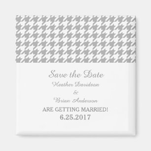 Aimant Houndstooth Enregistrer l'aimant de date, gris