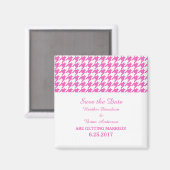Aimant Houndstooth Enregistrer l'aimant de date, rose (Recto/Verso)