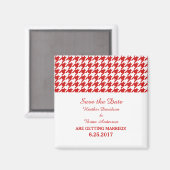 Aimant Houndstooth Enregistrer l'aimant de date, rouge (Recto/Verso)