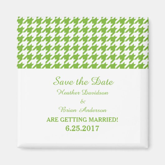 Aimant Houndstooth Enregistrer l'aimant de date, vert (Devant)