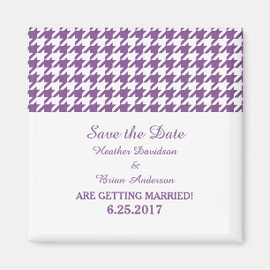 Aimant Houndstooth Enregistrer l'aimant de date, violet