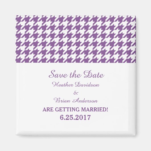 Aimant Houndstooth Enregistrer l'aimant de date, violet (Devant)
